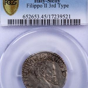 Italie Sicile Philippe II Carlino PCGS XF45