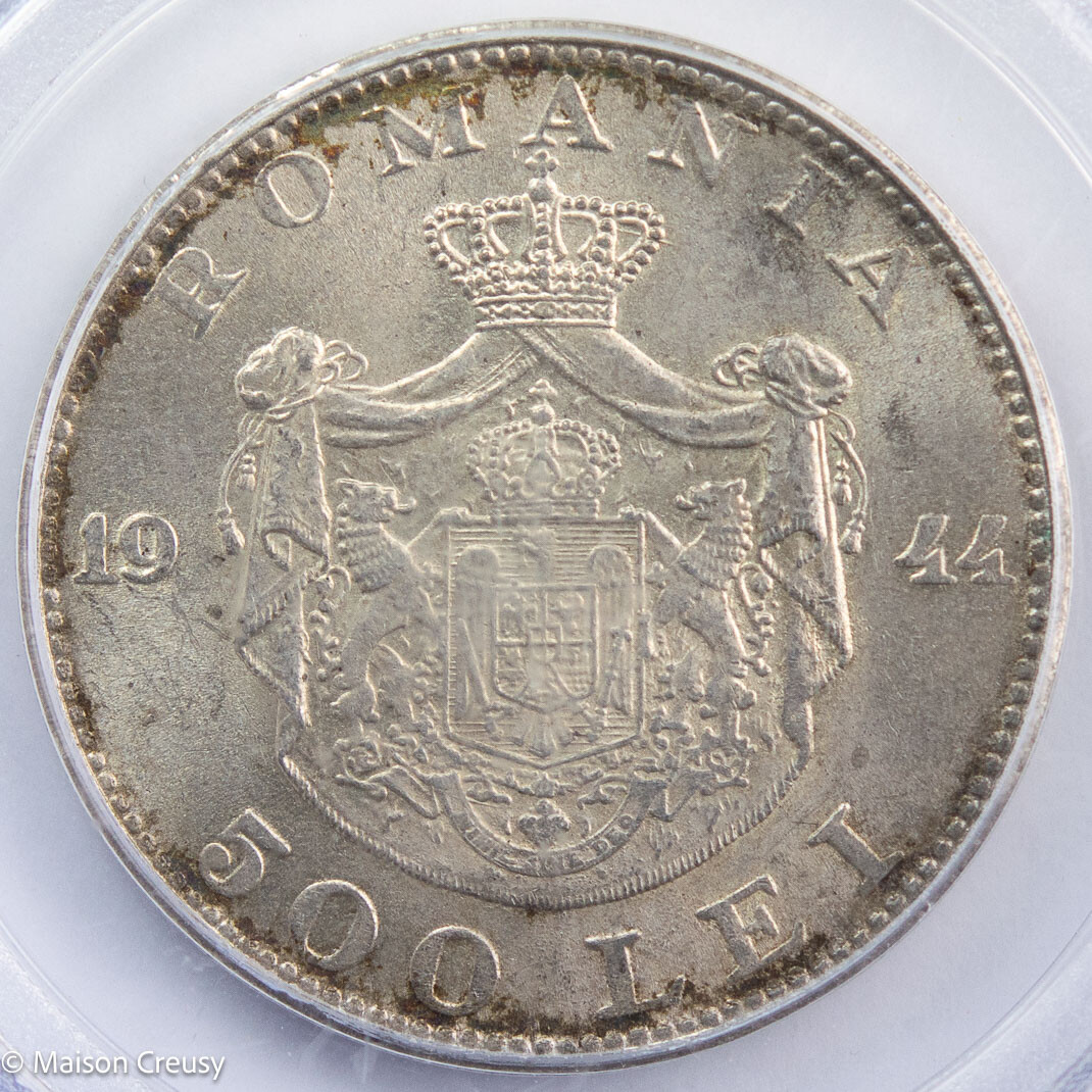 Roumanie Mihai I 500 lei 1944 PCGS MS63