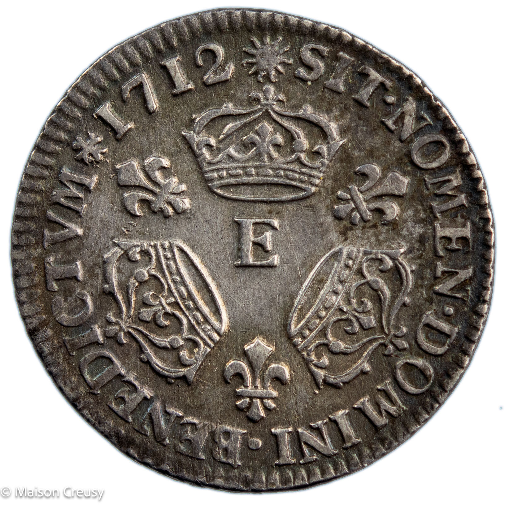 Louis XIV 1/10 écu aux 3 couronnes 1712 Tours