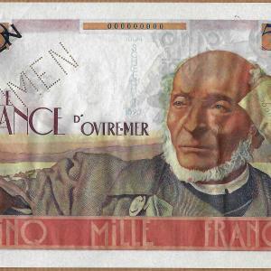 Specimen caisse centrale de la France d'outremer 5000 francs