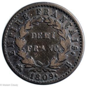 Napoléon I AR demi-franc 1809 Rouen