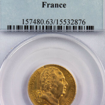 Louis XVIII 20 francs 1820 Paris PCGS MS63