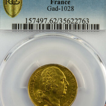 Louis XVIII 20 francs 1820 Q PCGS MS62
