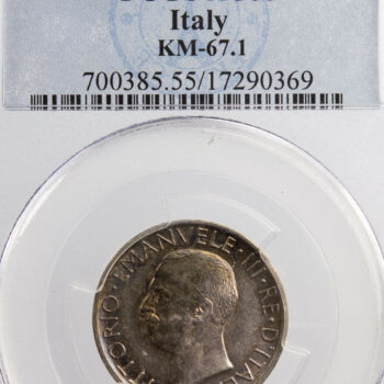 Victor Emmanuel III 5 lire 1927 Rome PCGS AU55