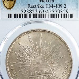 Mexique Peso 1898 Mo AM refrappe PCGS MS63