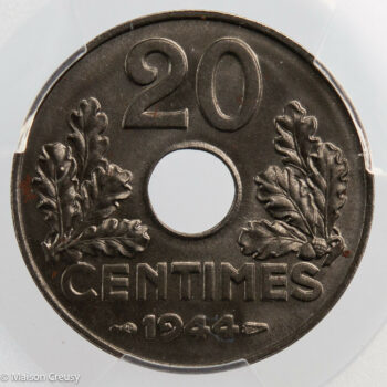 20 centimes fer 1944 PCGS MS65