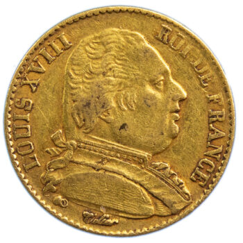 Louis XVIII gold 20 francs 1814 Perpignan