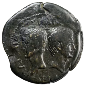 Octavian with Divus Julius Caesar Æ Dupondius of Vienne