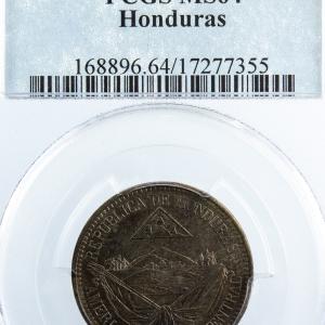 Honduras 1/2 real 1869 A PCGS MS64