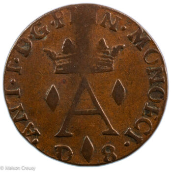 Monaco Antoine I Grimaldi Dardenna ou 8 deniers 1720