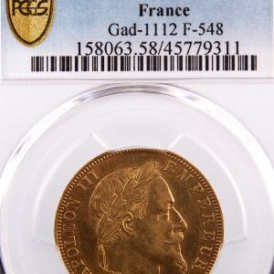 Napoléon III 50 francs or 1864 Paris PCGS AU58