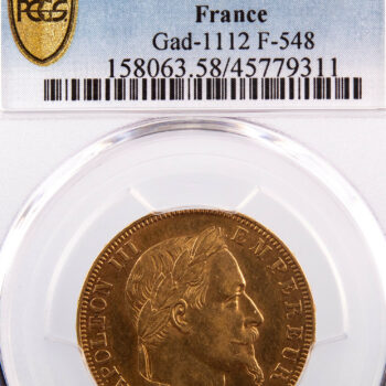 Napoléon III 50 francs or 1864 Paris PCGS AU58