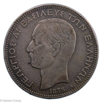 Grèce 5 drachmes 1875 A Ancre inversé