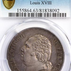 Louis XVIII 5 francs 1824 Paris PCGS MS63
