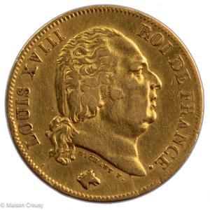 Louis XVIII 40 francs or 1818 W