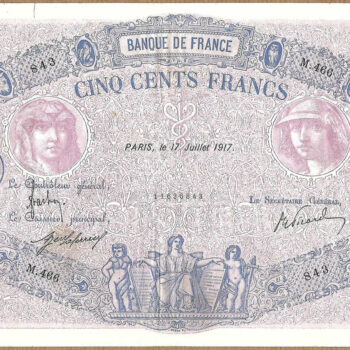 500 francs bleu et rose 17 juillet 1917