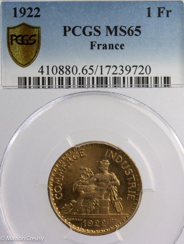 1 franc chambre de commerce 1922 PCGS MS65