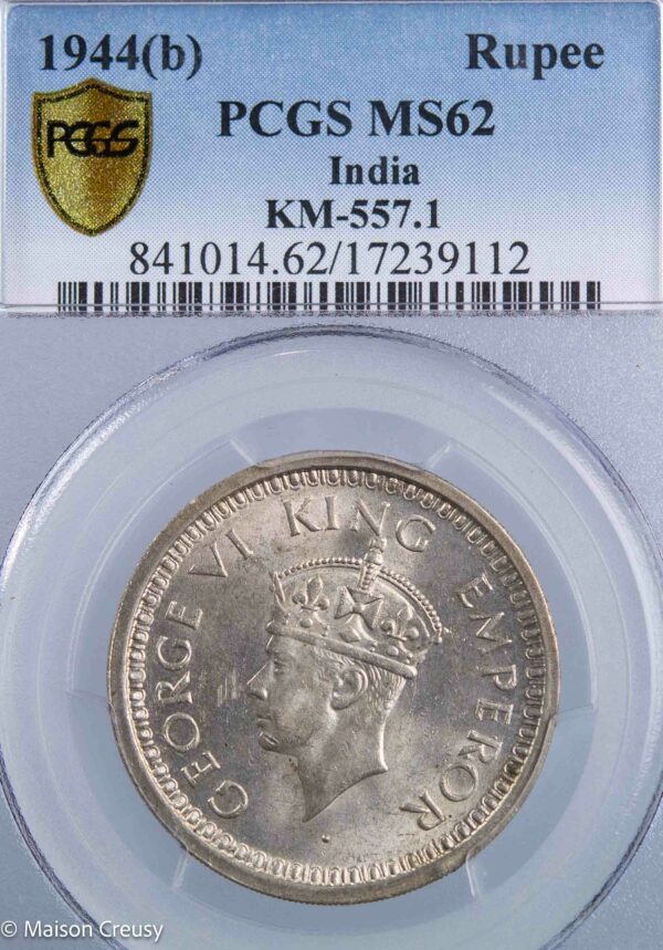 India George VI One Rupee 1944 Bombay PCGS MS62