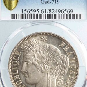 Second Republic 5 francs 1851 A PCGS MS61