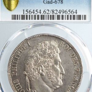 Louis Philippe AR 5 francs 1834 La Rochelle PCGS MS62