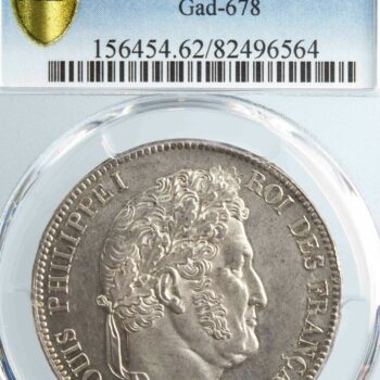 Louis Philippe AR 5 francs 1834 La Rochelle PCGS MS62