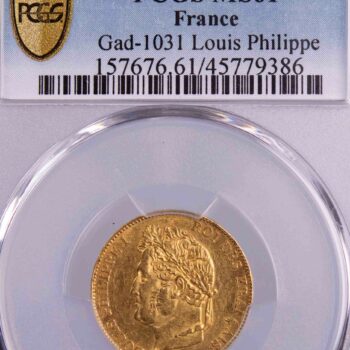 Louis Philippe 20 francs or 1848 Paris PCGS MS61