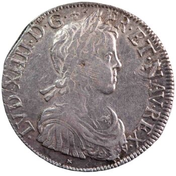 Louis XIV écu à la mèche longue 1652 Riom