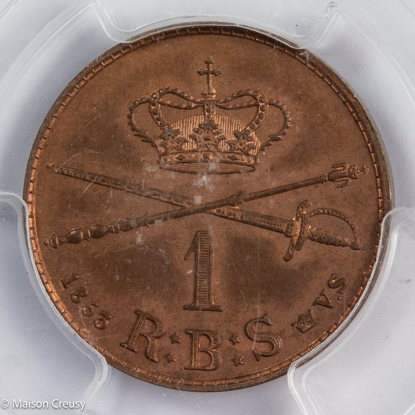 Danemark 1 Rigsbankskilling 1853 FK/VS PCGS MS65RB