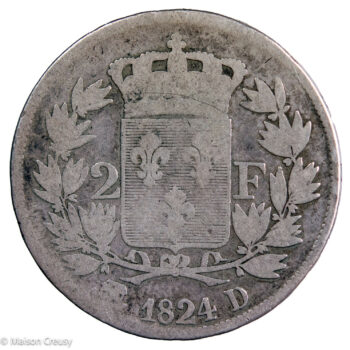 Louis XVIII 2 francs 1824 Lyon