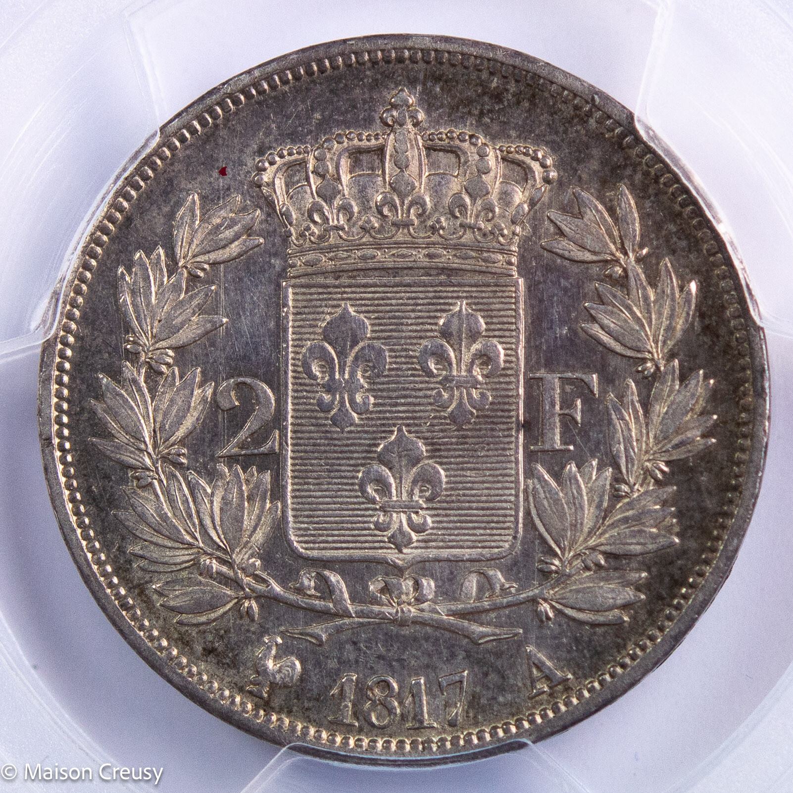 Louis XVIII AR 2 francs 1817 Paris PCGS AU55