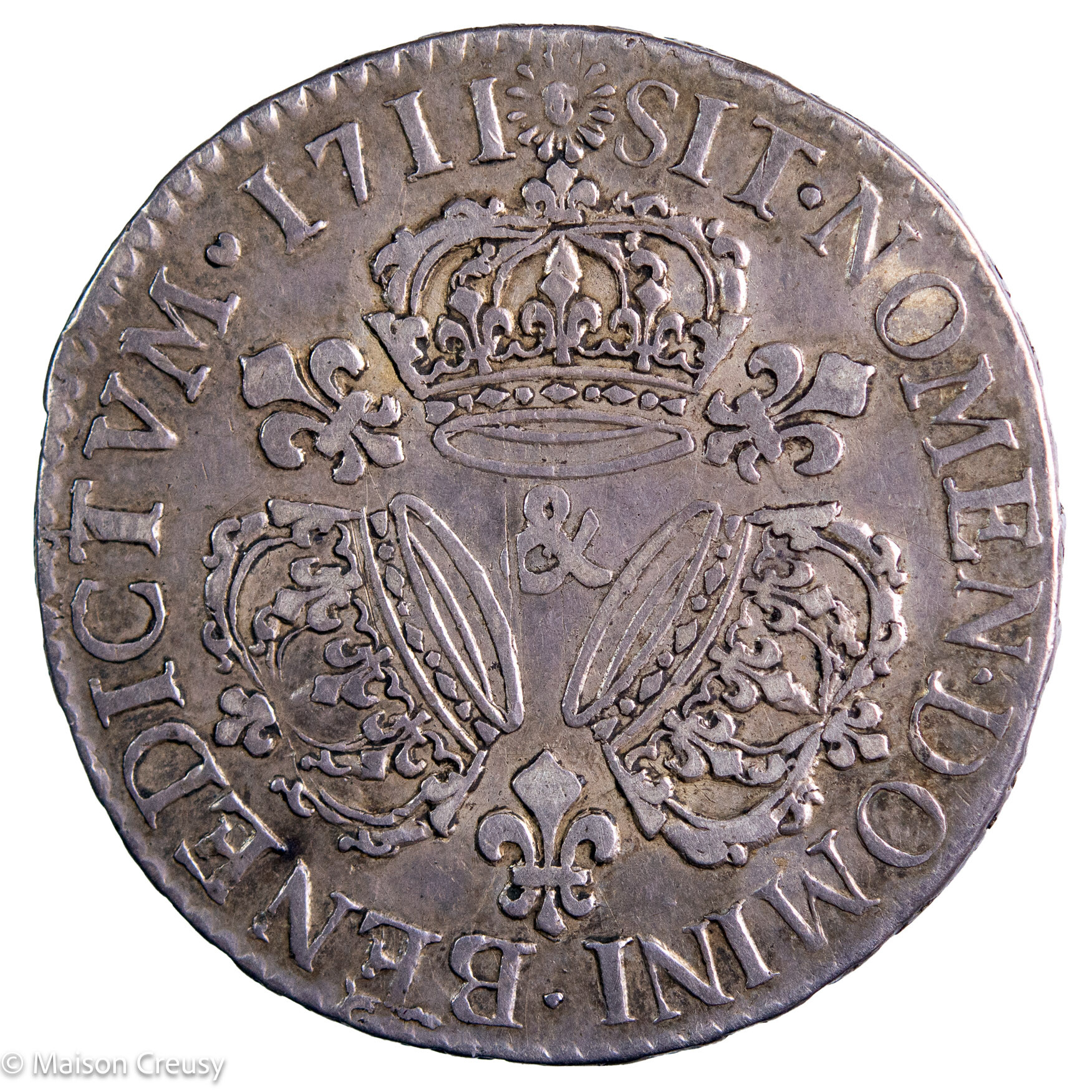 Louis XIV demi écu aux 3 couronnes 1711 Aix