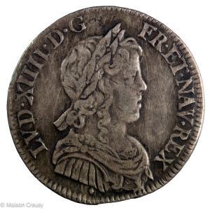 Louis XIV quart d'écu mèche longue 1649 Aix
