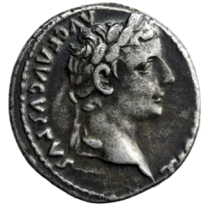 Tiberius AR denarius Quadriga on reverse