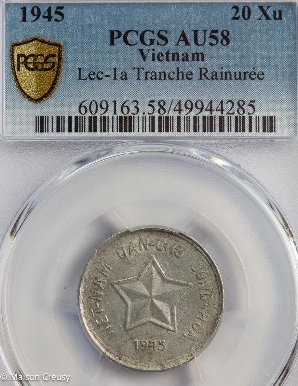 Vietnam 20 xu 1945 PCGS AU58