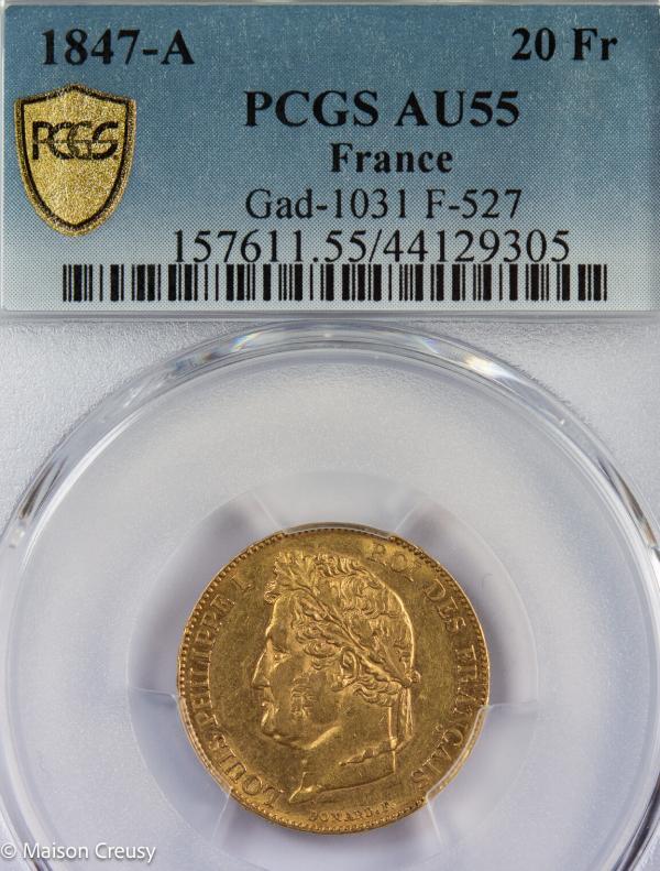 Louis Philippe 20 francs 1847 A PCGS AU55