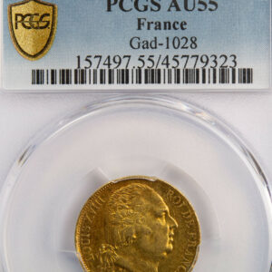 Louis XVIII 20 francs 1820 Perpignan PCGS AU55