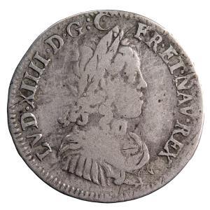 Louis XIV quart d'écu à la mèche longue 1649 Rennes