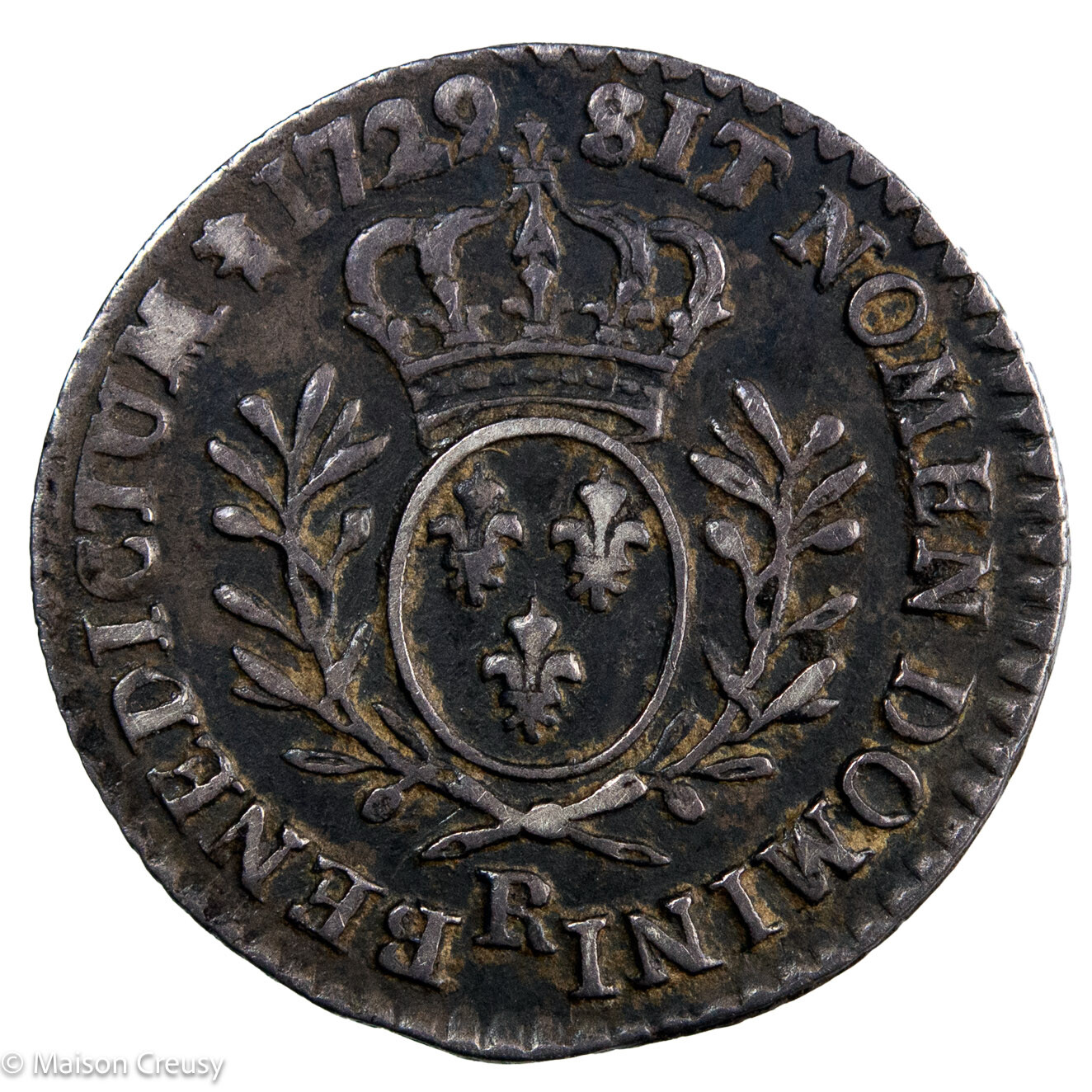 Louis XV 1/20ème d’écu aux branches d’olivier 1729 Orléans