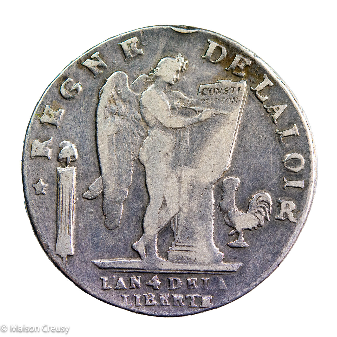 Constitution AR ecu 6 livres 1792 Orléans