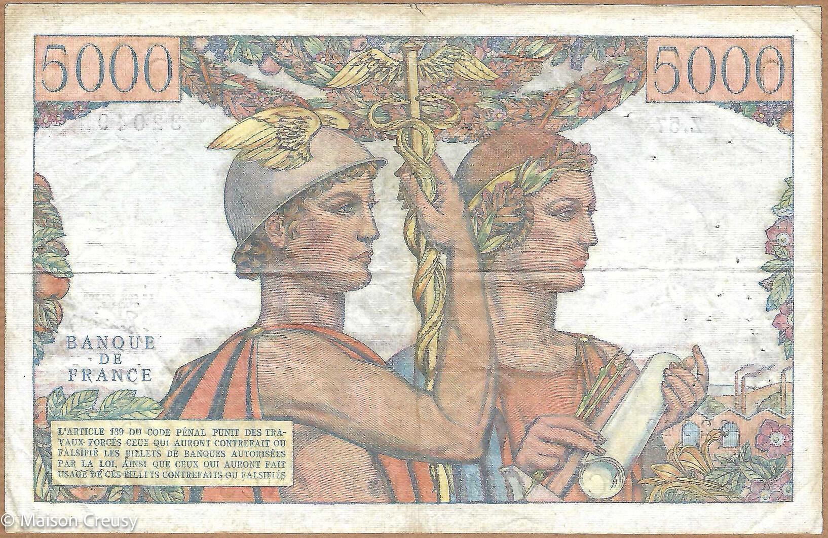 Billet de 5000 francs terre et mer 5-4-1951