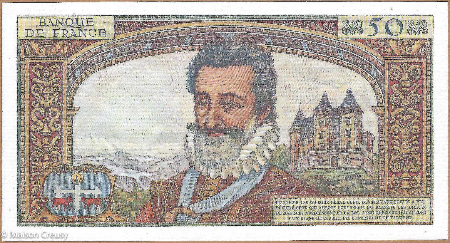 Billet de 50 nouveaux Francs Henri IV 7-4-1960