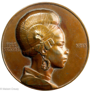 Médaille en bronze femme Kassonke par Monier Paris 1930