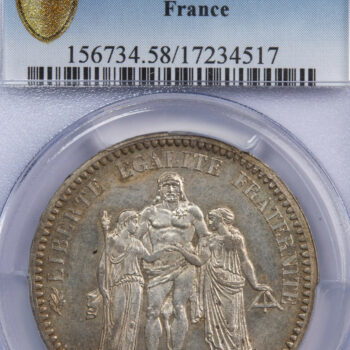 5 francs Hercule 1873 Paris PCGS AU58