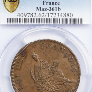 Convention essai au module de 2 sols par Bernier An II PCGS SP62