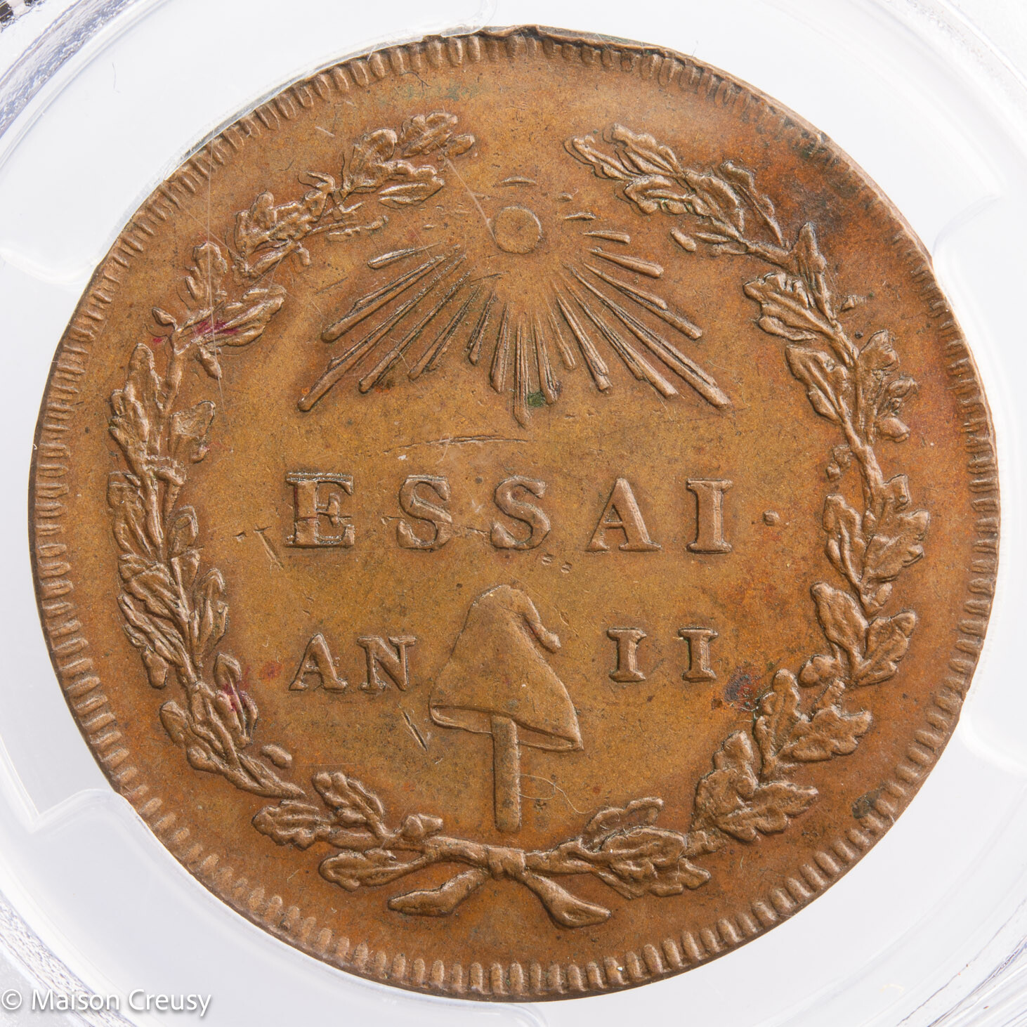 Convention essai au module de 2 sols par Bernier An II PCGS SP62