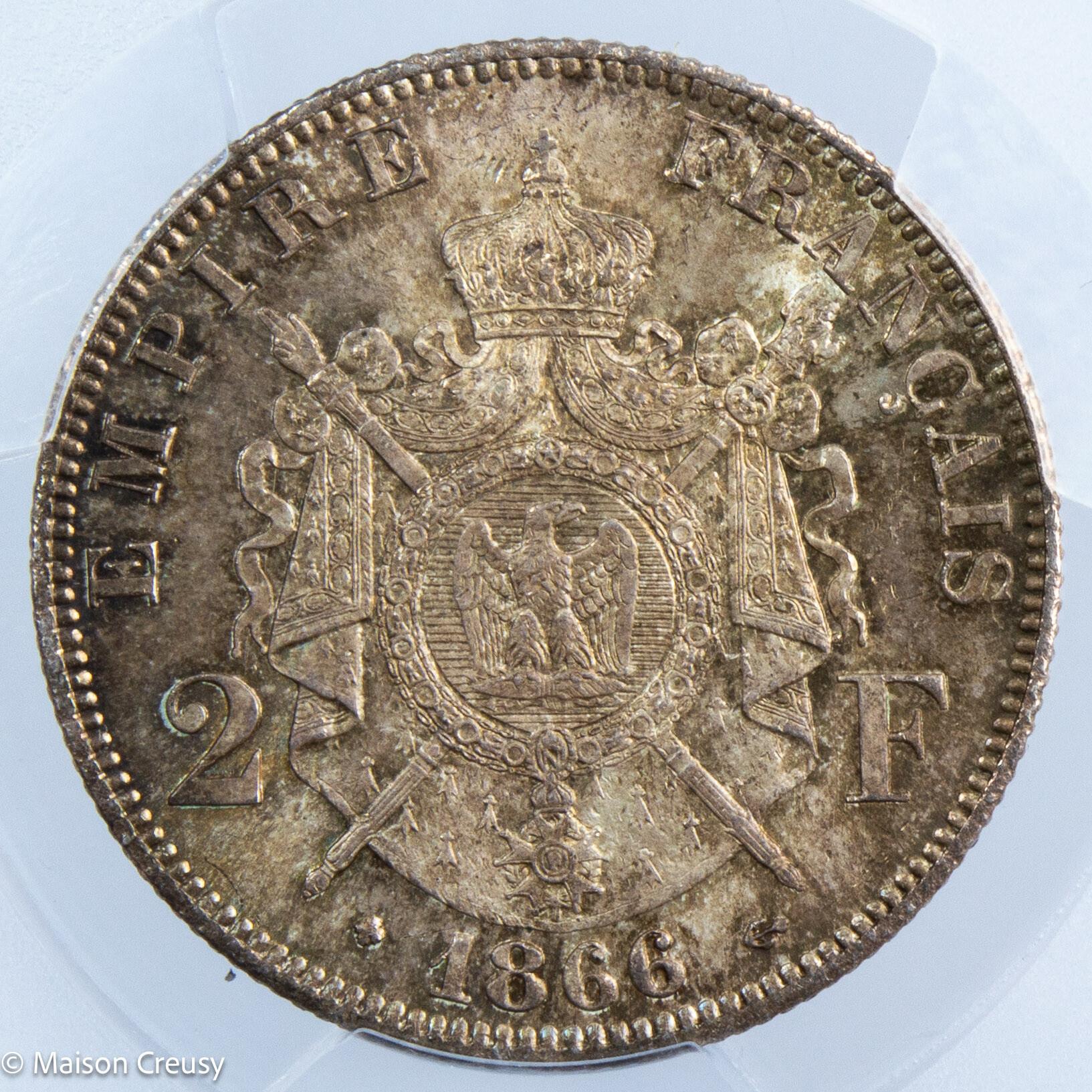 Napoléon III 2 francs 1866 BB PCGS MS66