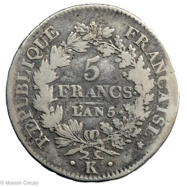Directoire 5 francs AN 5 Bordeaux