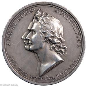 Montgolfier brother silver medal by Gatteaux