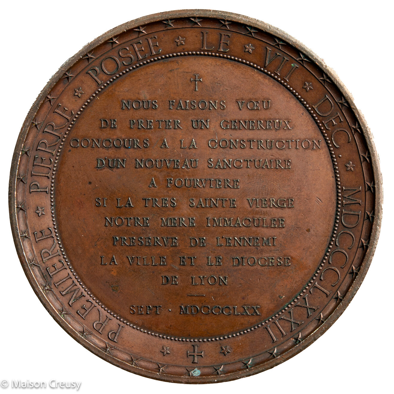 AE medal first stone of Fourvière 1872