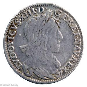 Louis XIII 1/4 écu 1642 Paris